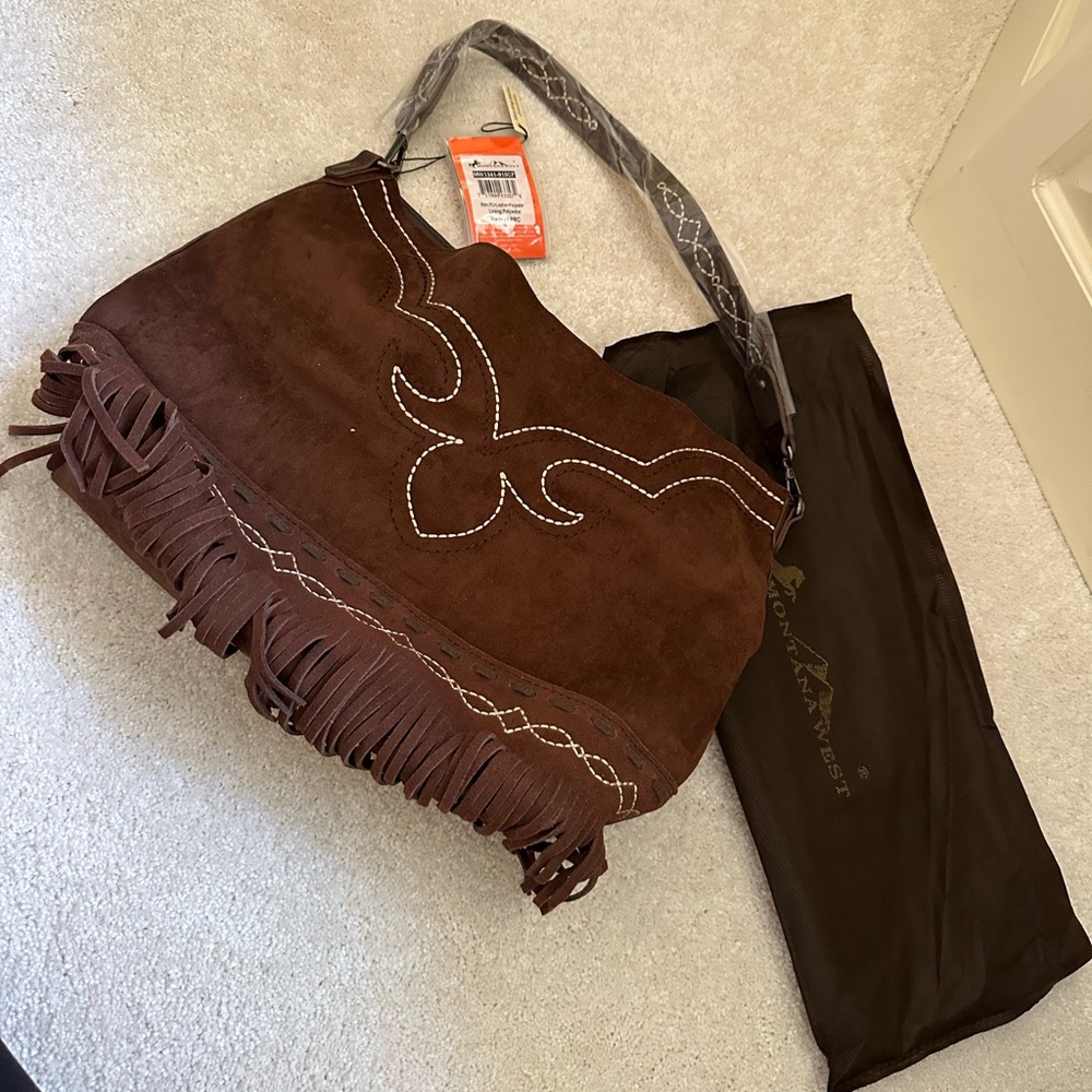 Montana West Chocolate Fringe Hobo Bag - Picture 2 of 5